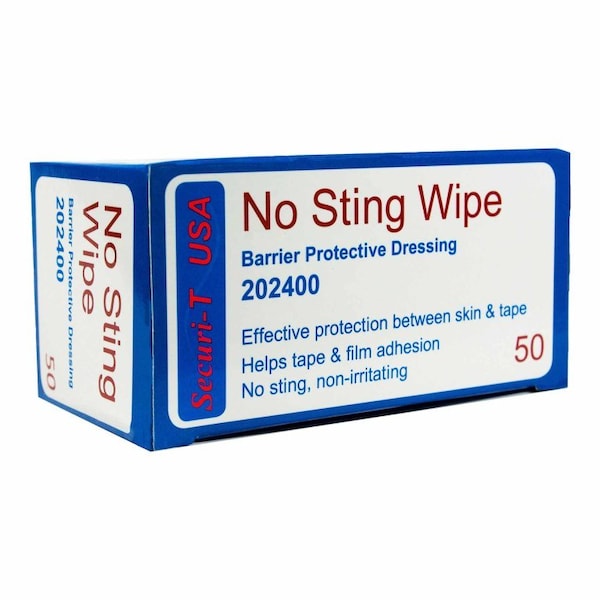 Securi-T No Sting Skin Barrier Wipe 100% Strength Hexamethyldisiloxane Individual Packet NonSterile, 1200PK 202400 - main